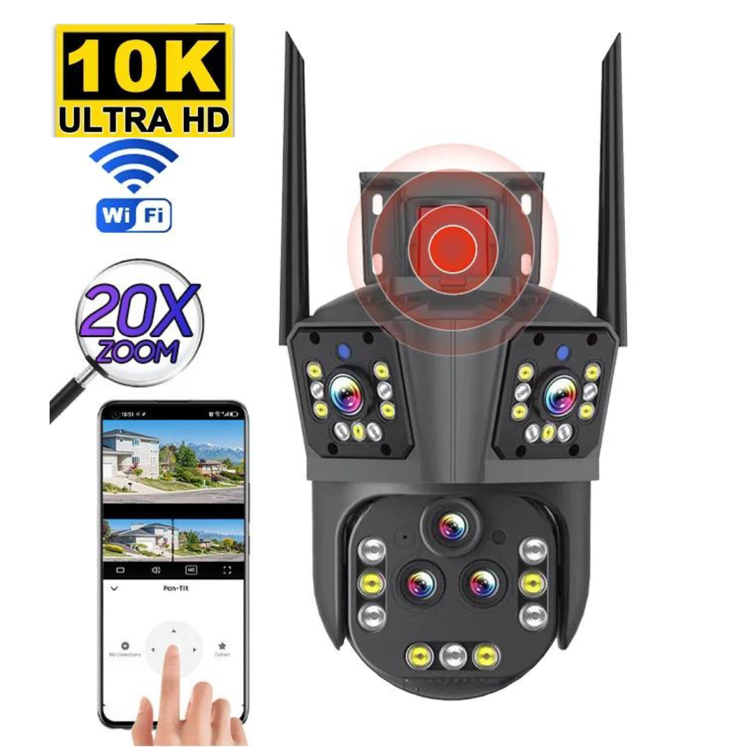 ChatGPT said: DualGuard Ultra 10K – 20MP AI Security Camera with 20x Zoom, 5 Lenses & Smart Tracking