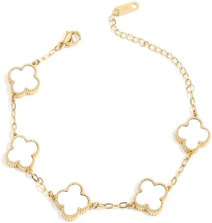 18K Gold Plated Four Leaf Clover Bracelet | Lucky Link Bracelet