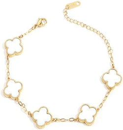 Image of 18K Gold Plated Four Leaf Clover Bracelet | Lucky Link Bracelet