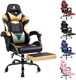 Image of Gaming Chair with Massage, Footrest & Adjustable Recline 🎮💺