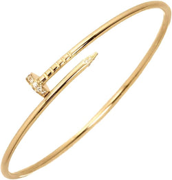 Image of Nail Bracelet with Crystal Oval Design | Cubic Zirconia Love Nail Bangle for Women & Girls
