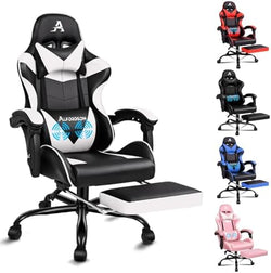Image of Gaming Chair with Massage, Footrest & Adjustable Recline 🎮💺