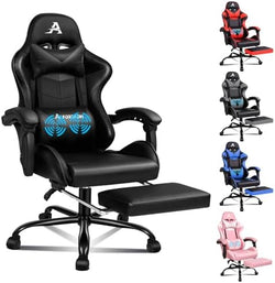 Image of Gaming Chair with Massage, Footrest & Adjustable Recline 🎮💺