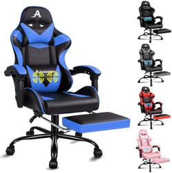 Image of Gaming Chair with Massage, Footrest & Adjustable Recline 🎮💺