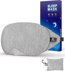 Image of Mavogel Cotton Sleep Eye Mask – Adjustable Light Blocking Eye Cover with Nose Bridge & Travel Pouch (Black)