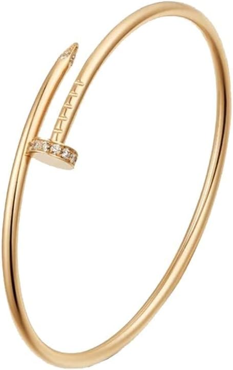 Nail Bracelet with Crystal Oval Design | Cubic Zirconia Love Nail Bangle for Women & Girls
