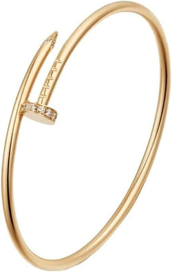 Image of Nail Bracelet with Crystal Oval Design | Cubic Zirconia Love Nail Bangle for Women & Girls