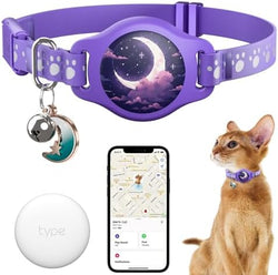 Image of Cat Tracker Collar - Tracking Pet Collar with Finder Tag Waterproof, No Monthly Fee, Compatible with Apple Find My IOS