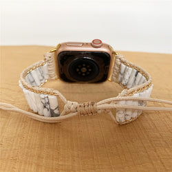 Image of Fashion Natural White Pine Stone Woven Watch Band