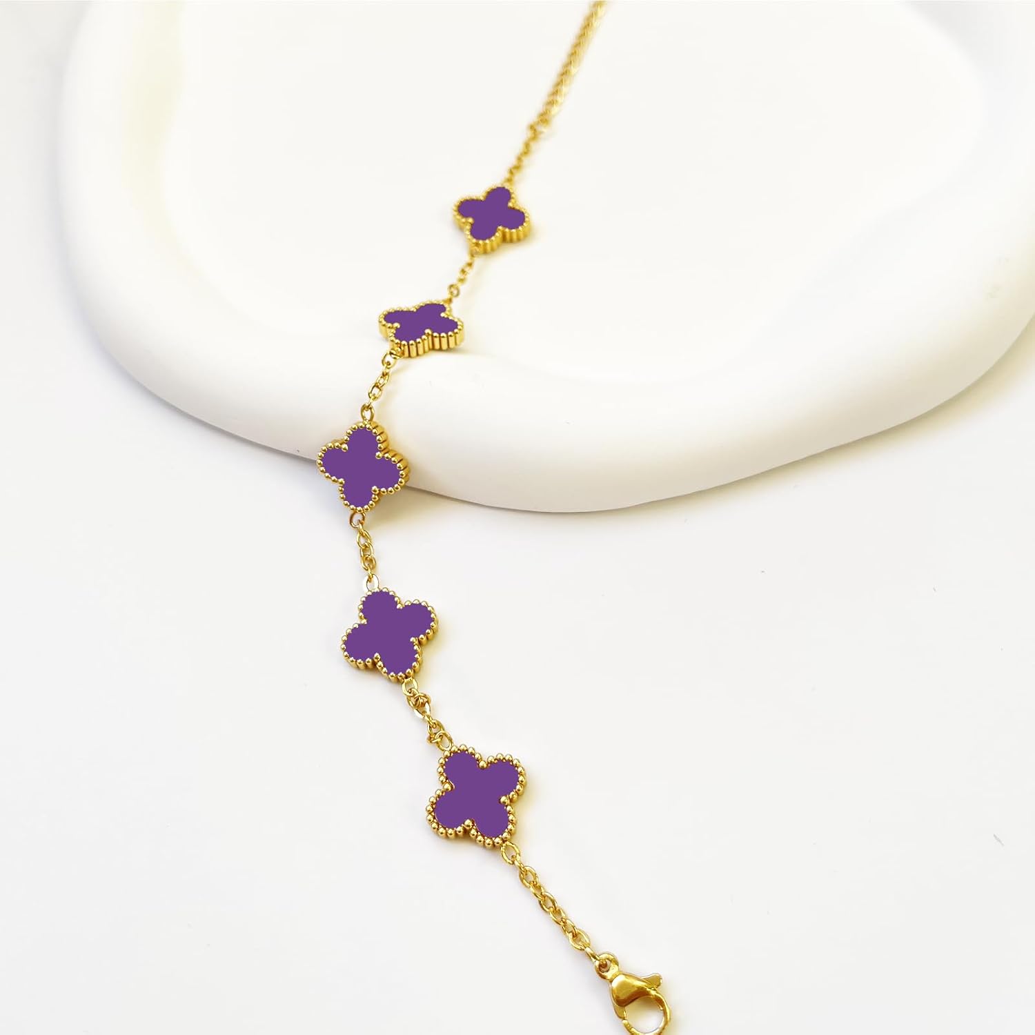 18K Gold Plated Four Leaf Clover Bracelet | Lucky Link Bracelet