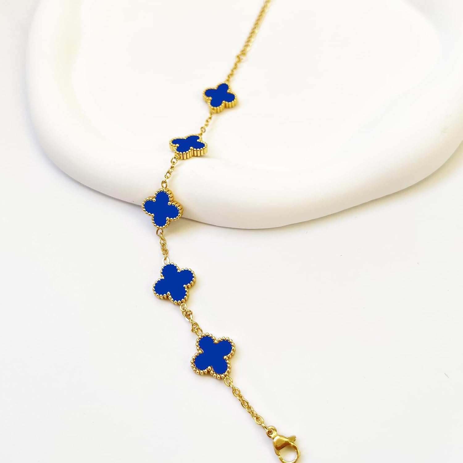 18K Gold Plated Four Leaf Clover Bracelet | Lucky Link Bracelet