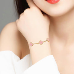 Image of 18K Gold Plated Four Leaf Clover Bracelet | Lucky Link Bracelet