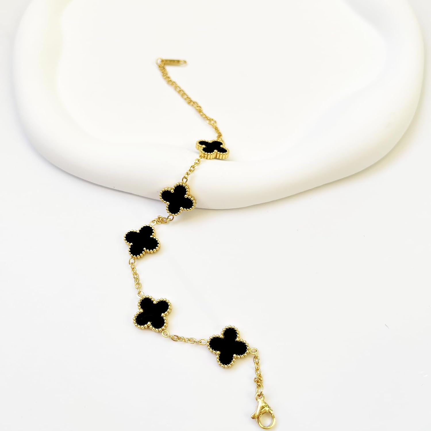 18K Gold Plated Four Leaf Clover Bracelet | Lucky Link Bracelet