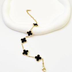 Image of 18K Gold Plated Four Leaf Clover Bracelet | Lucky Link Bracelet