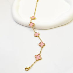 Image of 18K Gold Plated Four Leaf Clover Bracelet | Lucky Link Bracelet