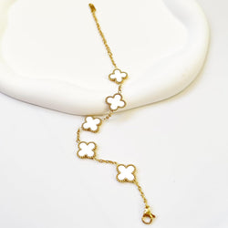Image of 18K Gold Plated Four Leaf Clover Bracelet | Lucky Link Bracelet
