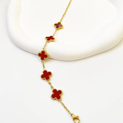 Image of 18K Gold Plated Four Leaf Clover Bracelet | Lucky Link Bracelet