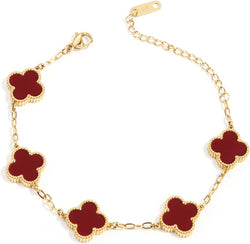 Image of 18K Gold Plated Four Leaf Clover Bracelet | Lucky Link Bracelet