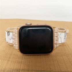 Image of Fashion Natural White Pine Stone Woven Watch Band