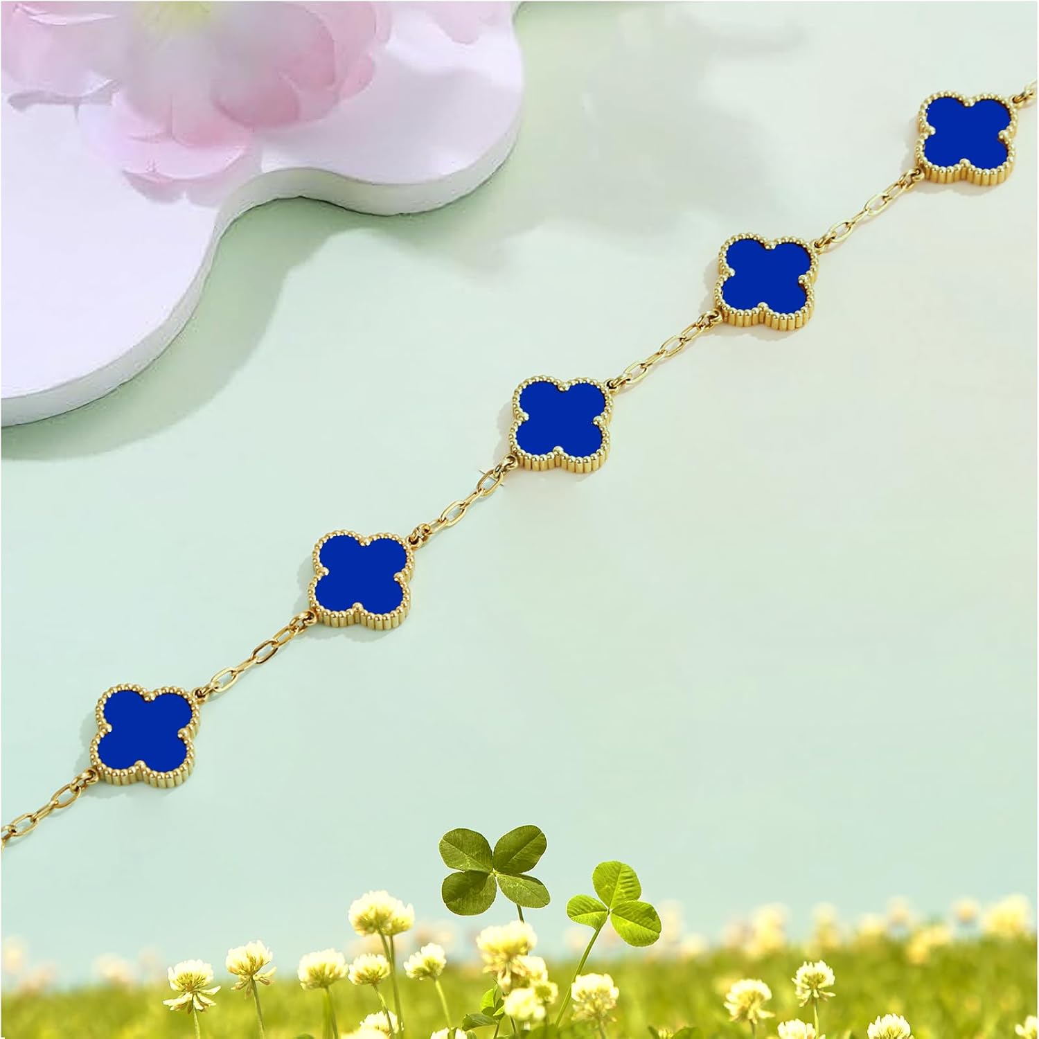 18K Gold Plated Four Leaf Clover Bracelet | Lucky Link Bracelet