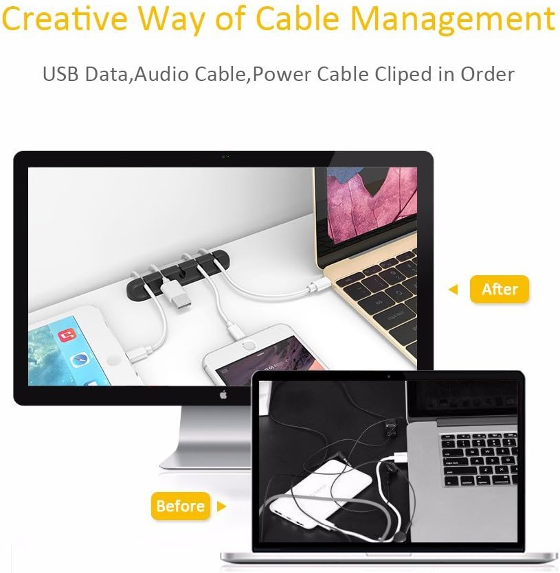 Cable Clip Organizer – 7 Slot Silicone Cable Holder with Strong Adhesive for Cables