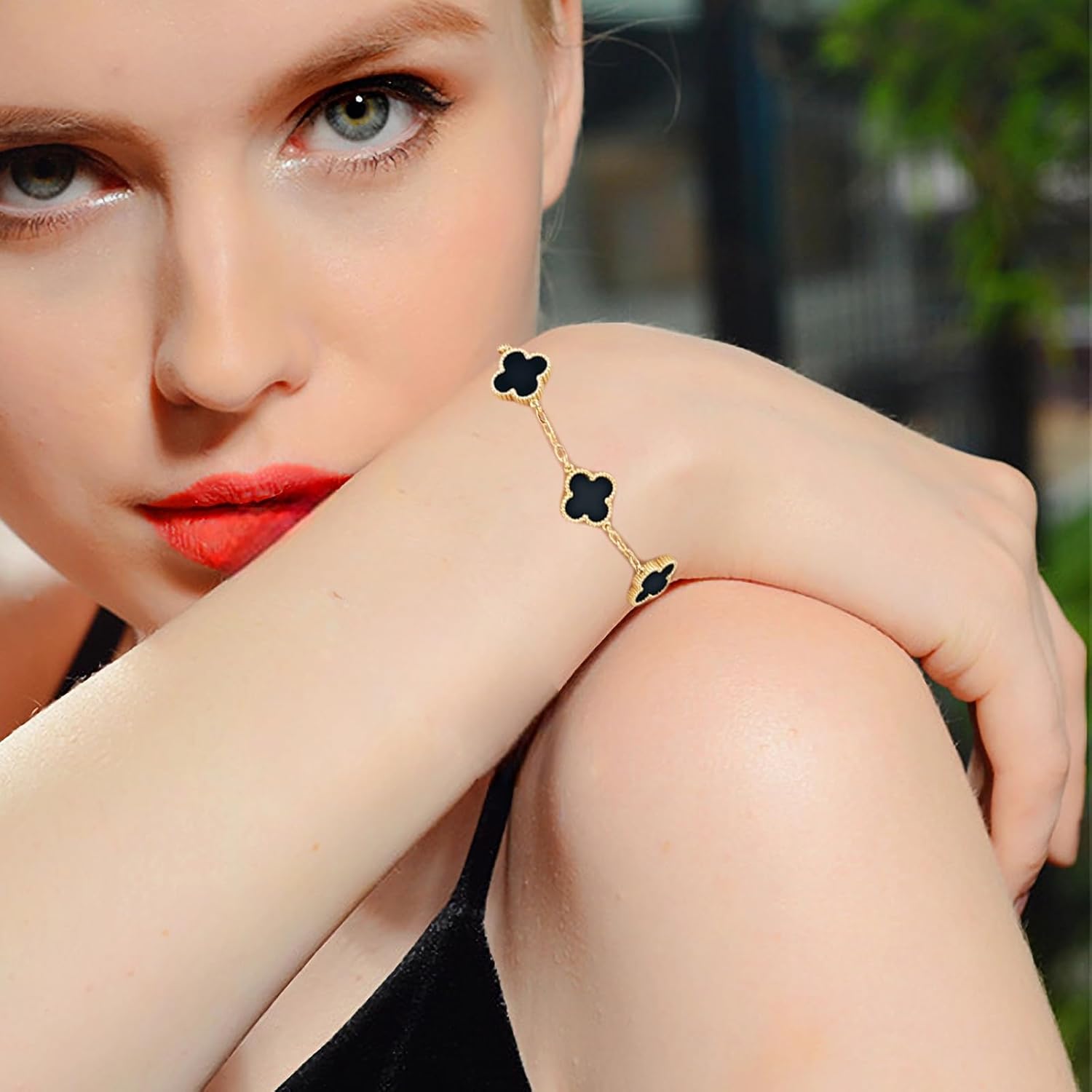 18K Gold Plated Four Leaf Clover Bracelet | Lucky Link Bracelet