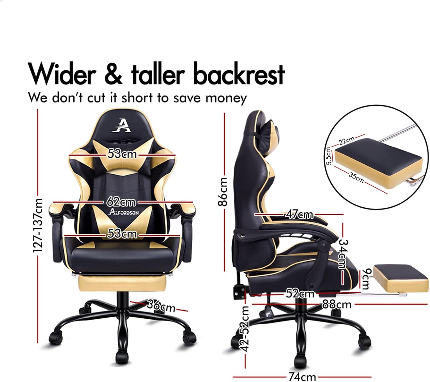 Gaming Chair with Massage, Footrest & Adjustable Recline 🎮💺