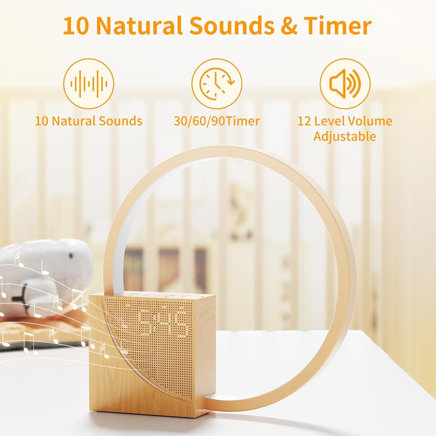 4-in-1 Touch Bedside Lamp with Alarm Clock, Nature Sounds & Wake-Up Light 🌙✨