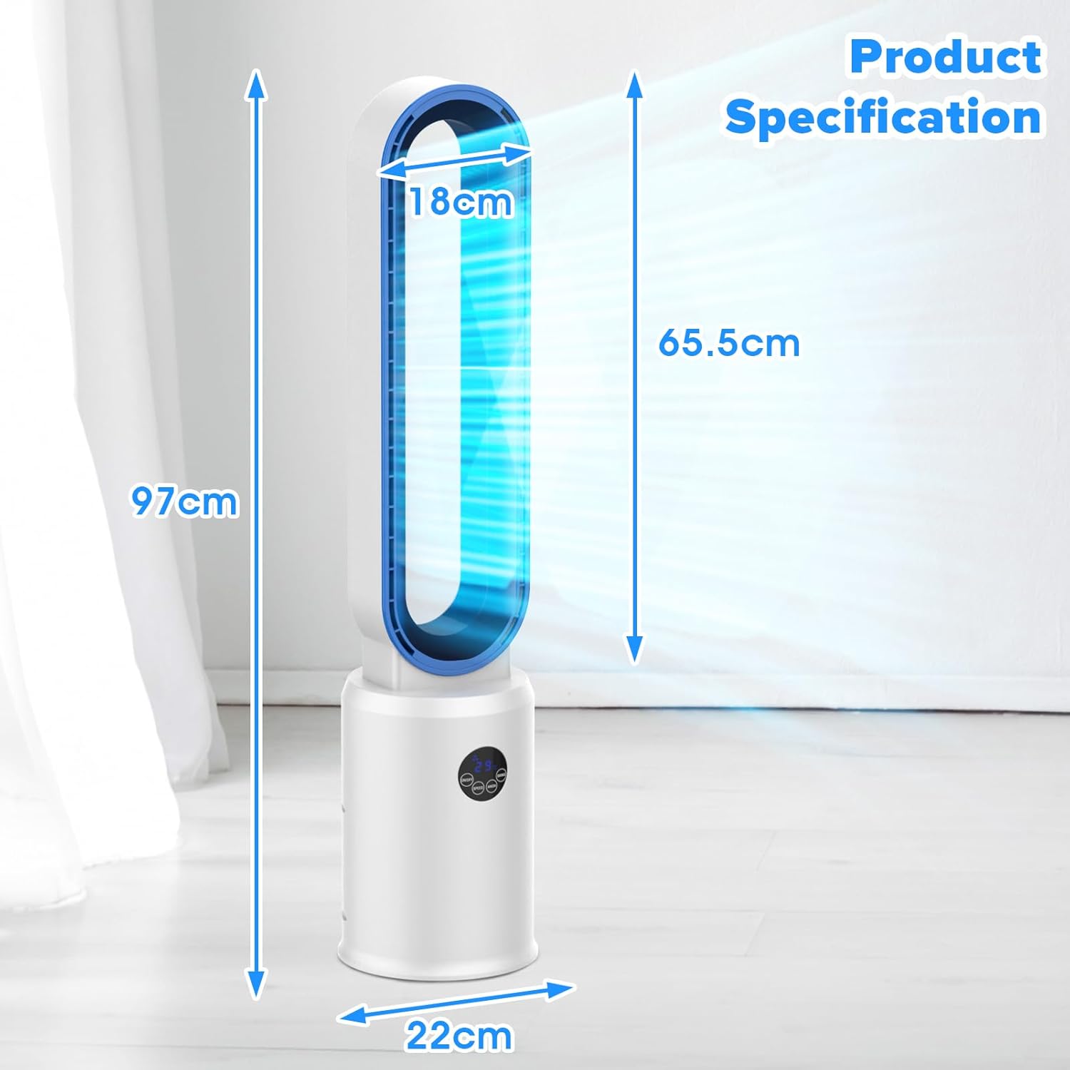 Bladeless Tower Fan and Air Purifier in One – 24 Speeds, Quiet Operation, Remote & Touch Control