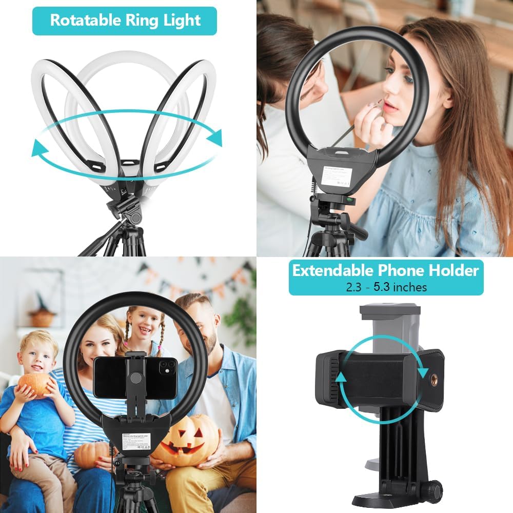 LED Circle Light with Phone Holder | Perfect for Live Streaming, Makeup, YouTube Videos, and TikTok