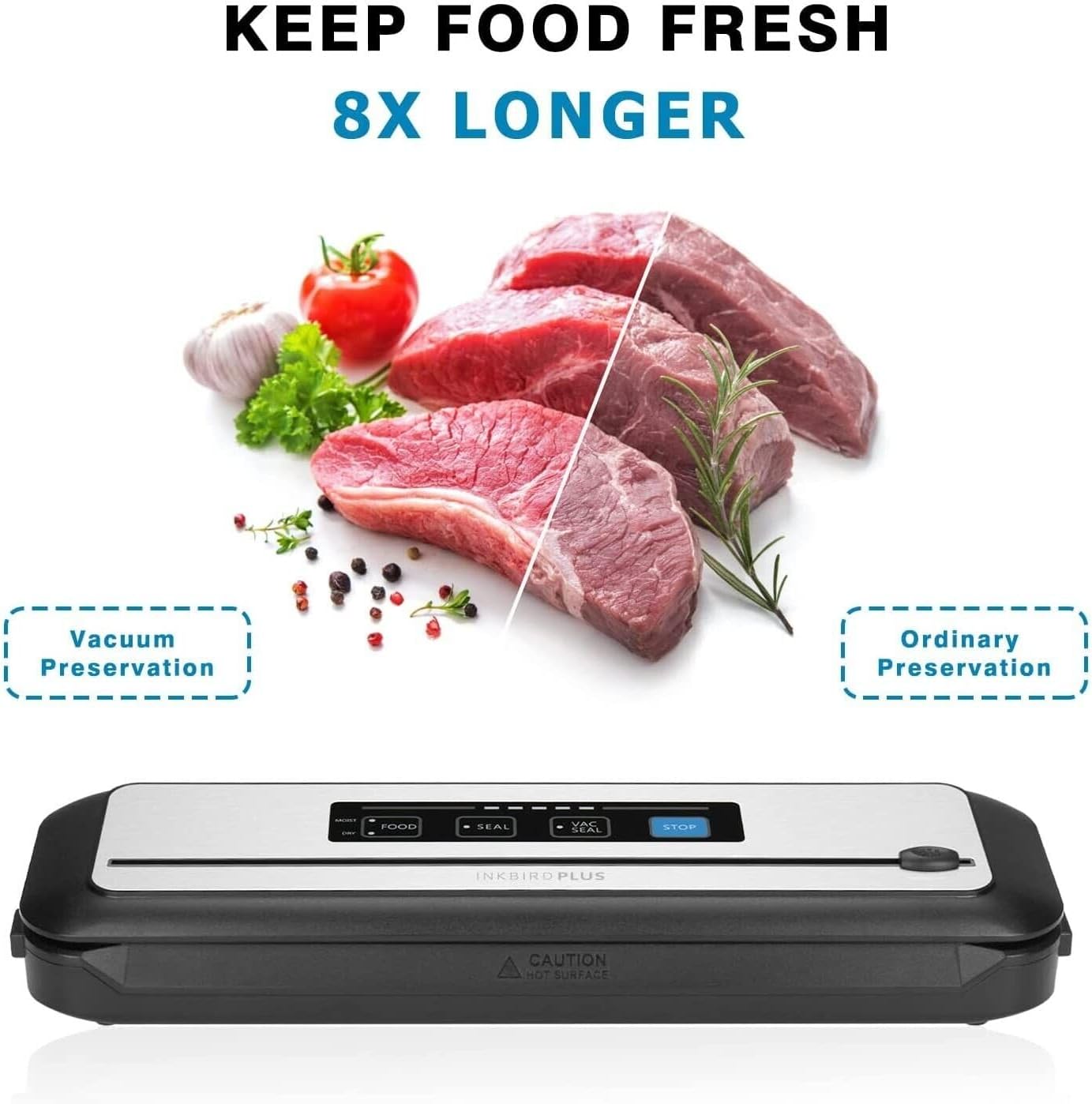 Vacuum Sealer Automatic Sealing Machine – Dry & Moist Modes, Built-in Cutter, Easy Cleaning, Stainless Steel Panel