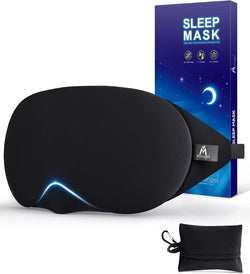 Image of Mavogel Cotton Sleep Eye Mask – Adjustable Light Blocking Eye Cover with Nose Bridge & Travel Pouch (Black)