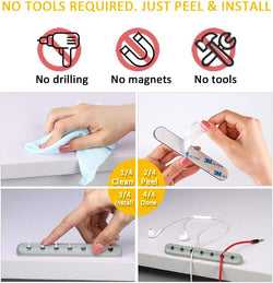 Image of Cable Clip Organizer – 7 Slot Silicone Cable Holder with Strong Adhesive for Cables