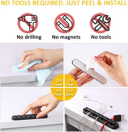 Image of Cable Clip Organizer – 7 Slot Silicone Cable Holder with Strong Adhesive for Cables