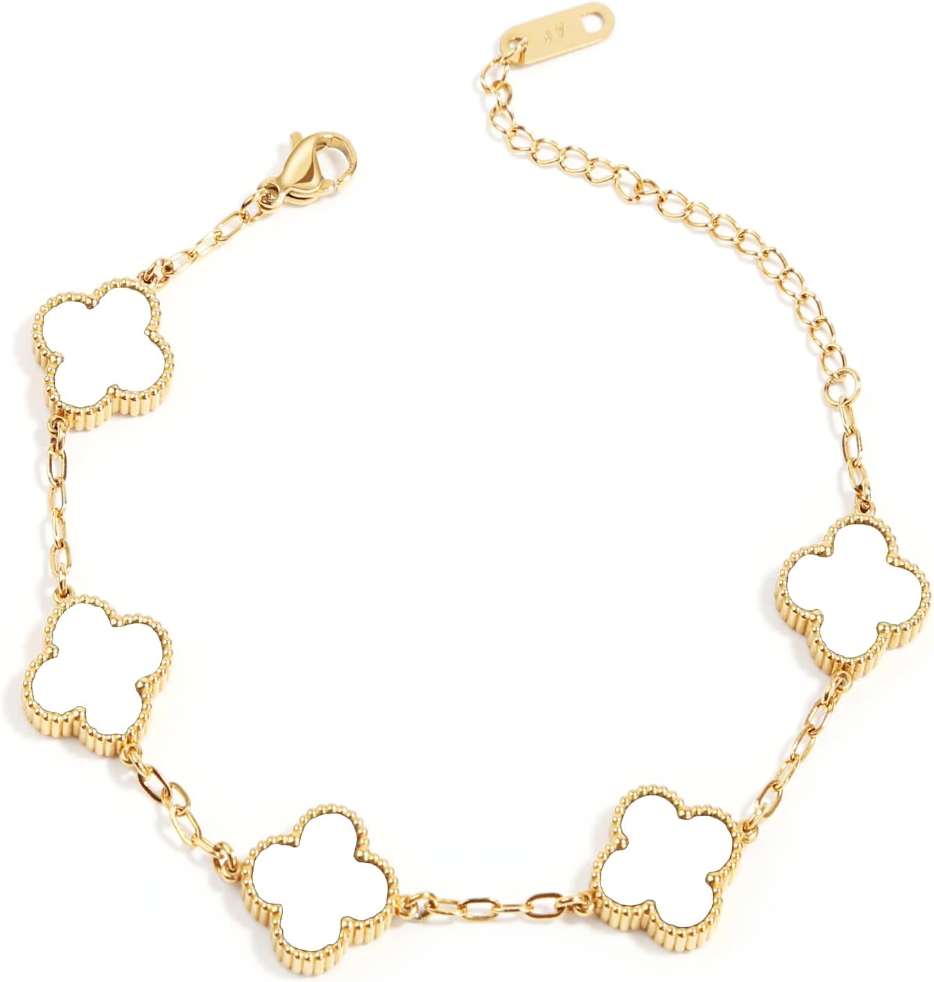 18K Gold Plated Four Leaf Clover Bracelet | Lucky Link Bracelet