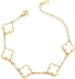 Image of 18K Gold Plated Four Leaf Clover Bracelet | Lucky Link Bracelet