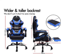 Image of Gaming Chair with Massage, Footrest & Adjustable Recline 🎮💺