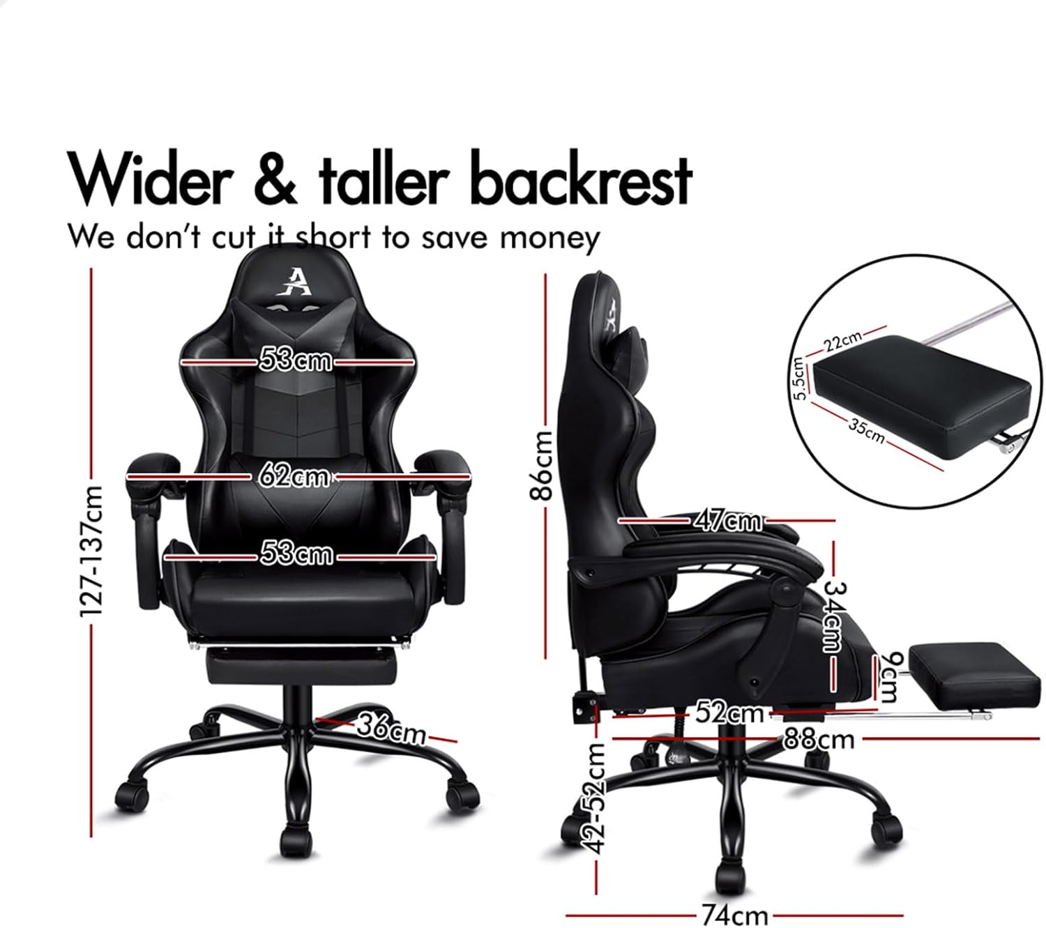 Gaming Chair with Massage, Footrest & Adjustable Recline 🎮💺
