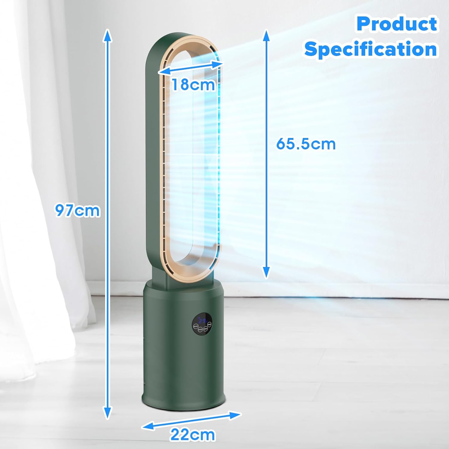Bladeless Tower Fan and Air Purifier in One – 24 Speeds, Quiet Operation, Remote & Touch Control