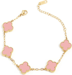 Image of 18K Gold Plated Four Leaf Clover Bracelet | Lucky Link Bracelet