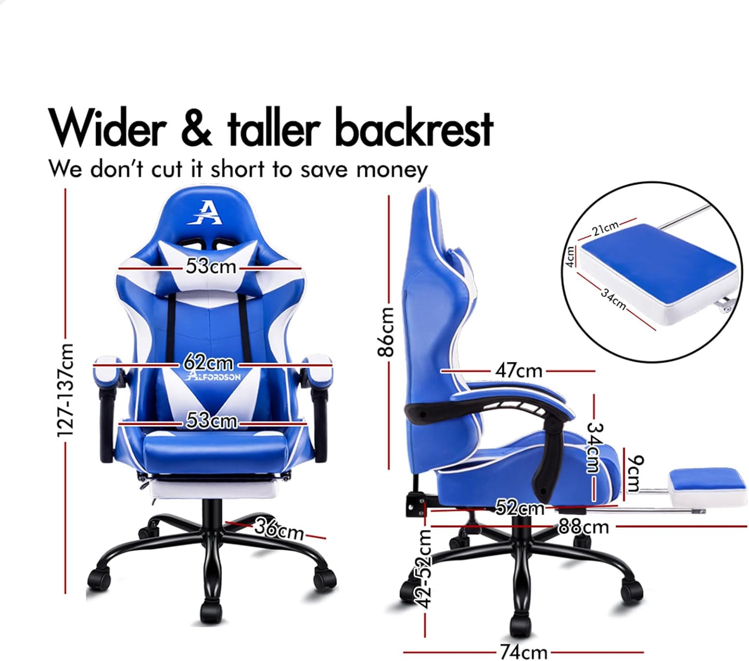 Gaming Chair with Massage, Footrest & Adjustable Recline 🎮💺