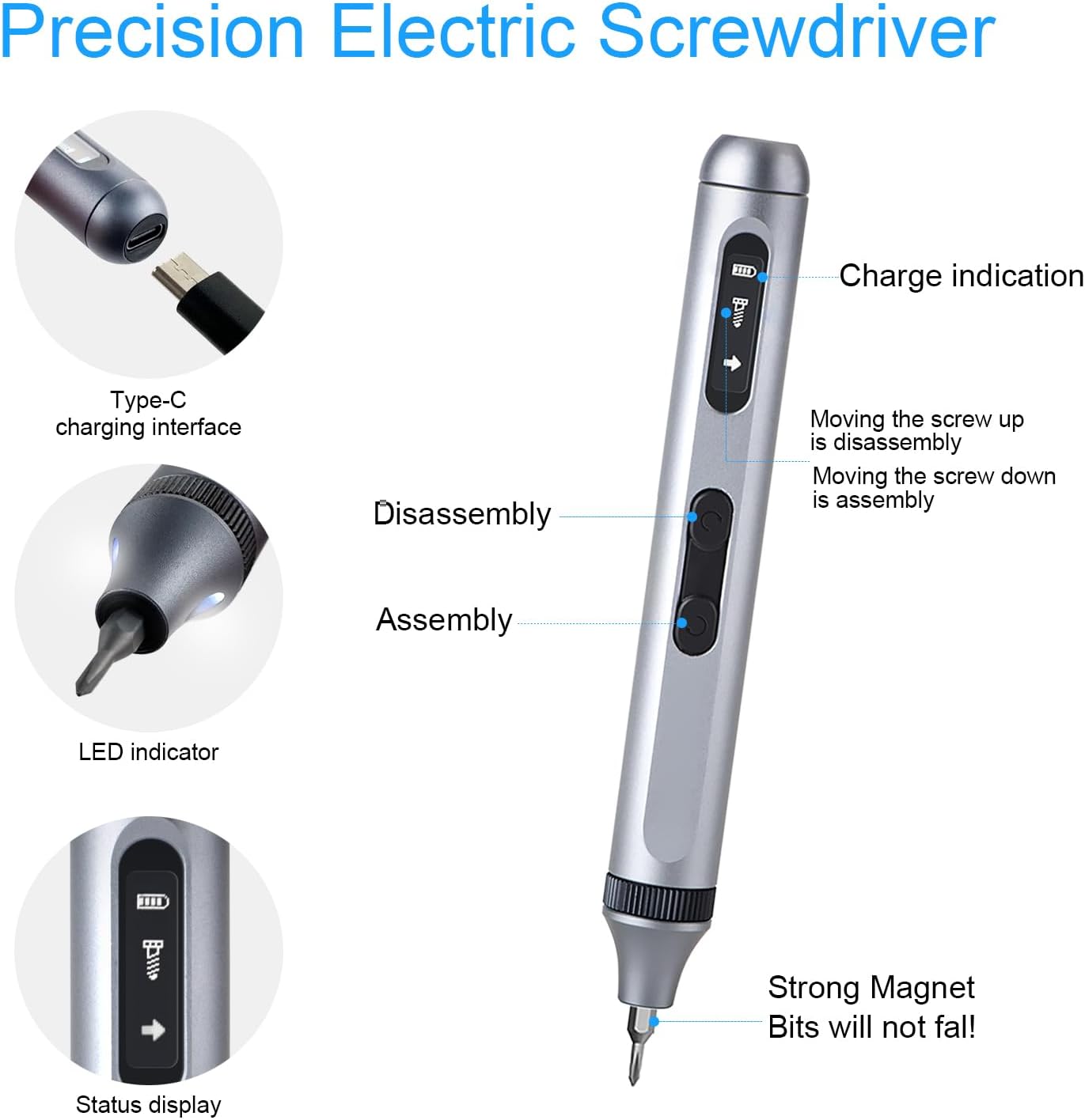 Powerful Cordless Electric Precision Screwdriver Set With LED Light , 52 in 1