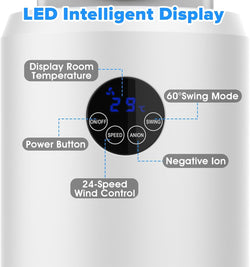 Image of Bladeless Tower Fan and Air Purifier in One – 24 Speeds, Quiet Operation, Remote & Touch Control