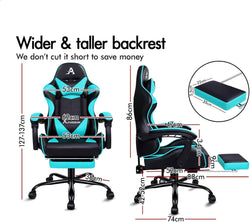 Image of Gaming Chair with Massage, Footrest & Adjustable Recline 🎮💺