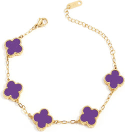 Image of 18K Gold Plated Four Leaf Clover Bracelet | Lucky Link Bracelet