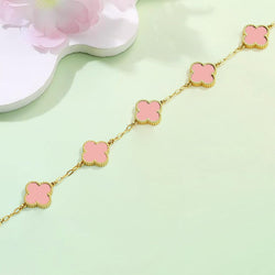 Image of 18K Gold Plated Four Leaf Clover Bracelet | Lucky Link Bracelet