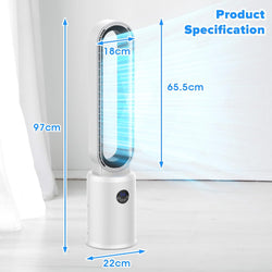 Image of Bladeless Tower Fan and Air Purifier in One – 24 Speeds, Quiet Operation, Remote & Touch Control