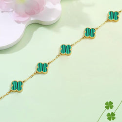 Image of 18K Gold Plated Four Leaf Clover Bracelet | Lucky Link Bracelet