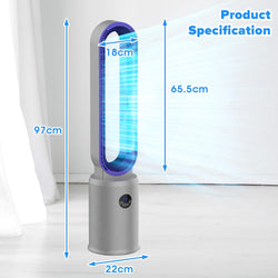 Image of Bladeless Tower Fan and Air Purifier in One – 24 Speeds, Quiet Operation, Remote & Touch Control