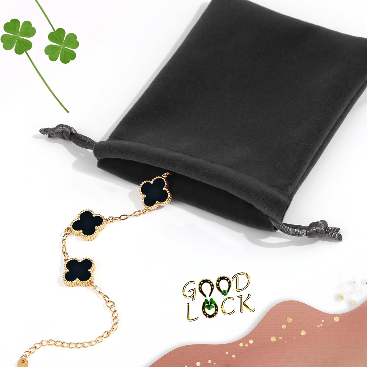 18K Gold Plated Four Leaf Clover Bracelet | Lucky Link Bracelet